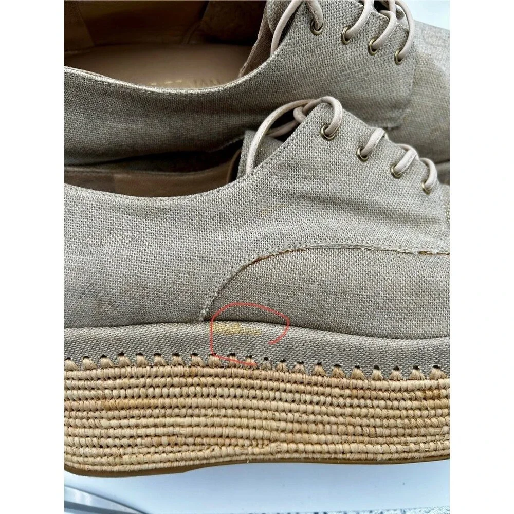 Stuart Weitzman Platform Oxfords Women 8.5 Beige Espadrille‎ Resort Core Spain